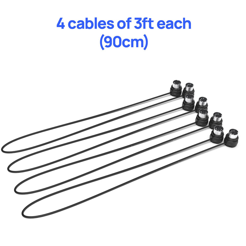 [AUSTRALIA] - CME MIDI Cable 4-Pack - 3FT / 90cm, 5-pin DIN, Low-Profile - Mirrored 45-Degree Angled Ultra-Thin Plugs for Compact Spaces - Ideal for MIDI Interface, Pedalboard, Keyboard 