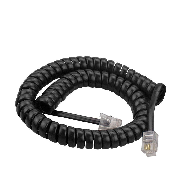 5 Pack 6Ft Uncoild /1.1 FT Modular Coiled Telephone Handset Cord for Telephone/Handset Black Curly Cord(Black)