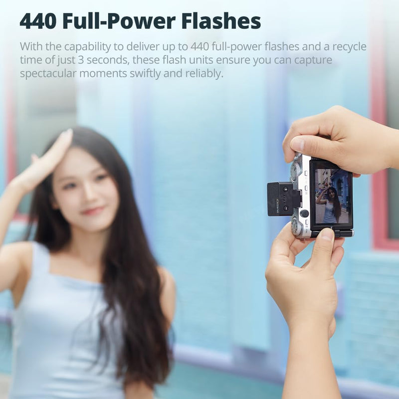 Godox iM22 Mini Flash for Camera, with Built-in Battery | GN10, USB-C Charging, 5 Power Levels, 440 Full-Power Flashes for Fuji Sony Nikon Canon Olympus Camera (iM22 White) iM22 White