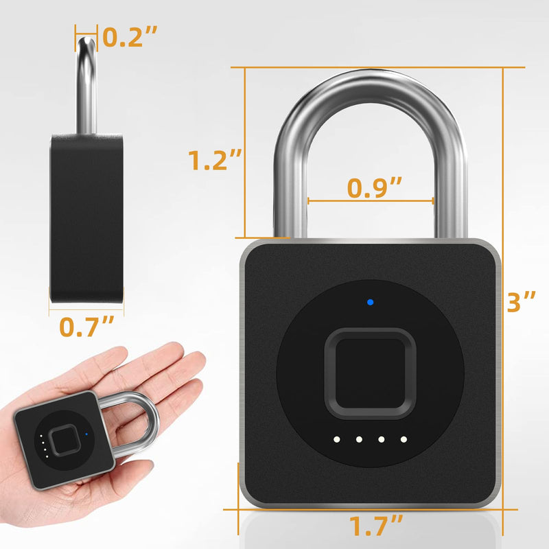 [AUSTRALIA] - Pothunder Fingerprint Padlock, Fingerprint Lock with APP, Padlock with Keyless Biometric, Smart Padlock Waterproof Suitable for Gym, Locker, Gates, Fence and Storage Black 