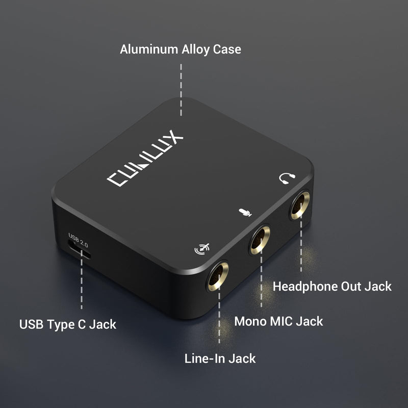 Cubilux HLMS-C5 USB to 6.35mm Audio Audio Adapter for Recording, Podcasting Live Streaming, USB A to 1/4-Inch AUX HUB with Mono Microphone Input, Stereo Line-In and Headphone Out