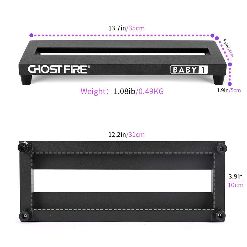 Ghost Fire Guitar Pedal Board Aluminum Alloy Effect Pedalboard,V Series (V-BABY1-PB(13.7''x5.5'')) 13.7''x5.5''