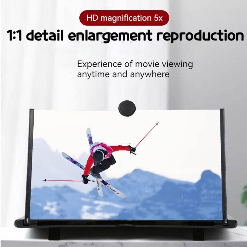 18 Inch Screen Magnifier for Cell Phone 3D Hd Phone Screen Magnifier,Portable Phone Screen Amplifier Enlarger for Movies Videos Gaming for All Smartphones 18" Black