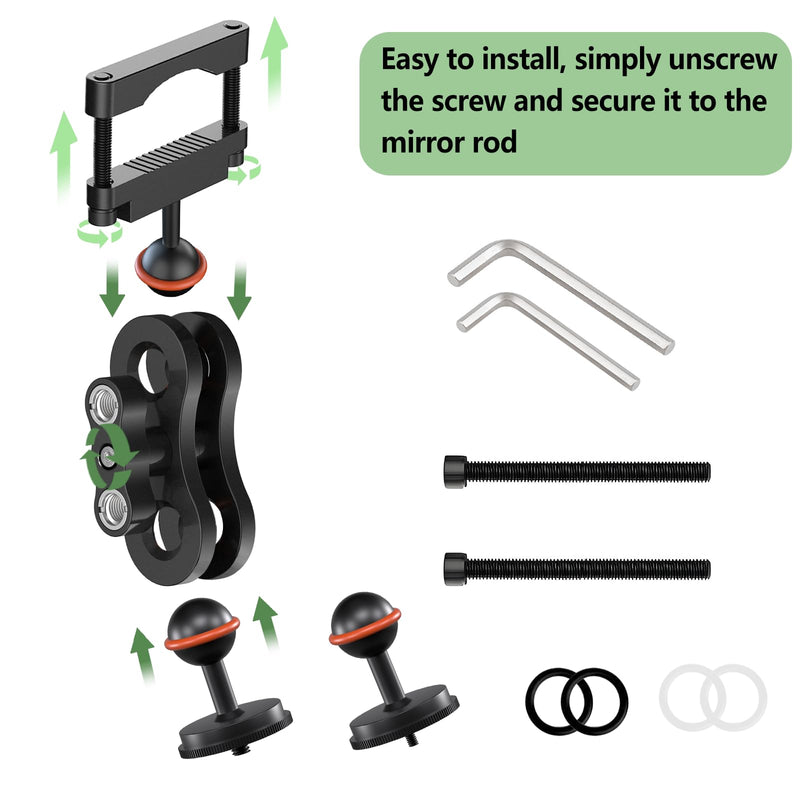 [AUSTRALIA] - Dash Cam Mount, 1/4 "1/8" Threaded Camera Bracket, Aluminum Rearview Mirror Driving Recorder Mounting Base, Suitable for OldShark Apexcam Chortau ORSKEY Jeemak Ricoh GoPro NIUTA Dash Cam 