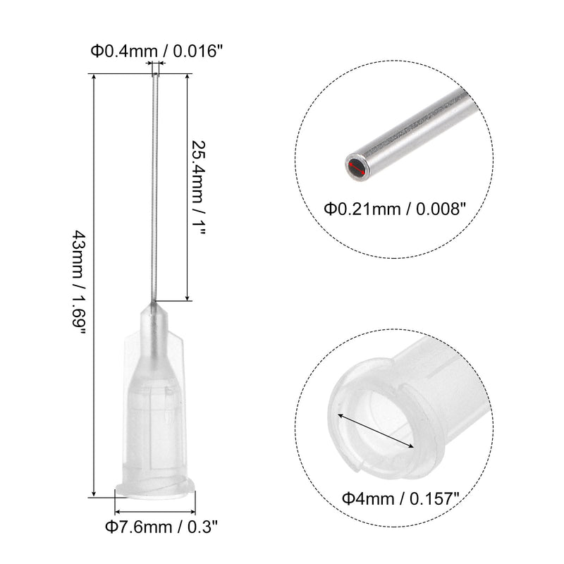 QUARKZMAN Industrial Blunt Tip Cannula 27G 1 Inch Length with Luer Lock Screw Connection, Dispensing Cannula for Liquid Glue Gun, 40 Pieces (Transparent)