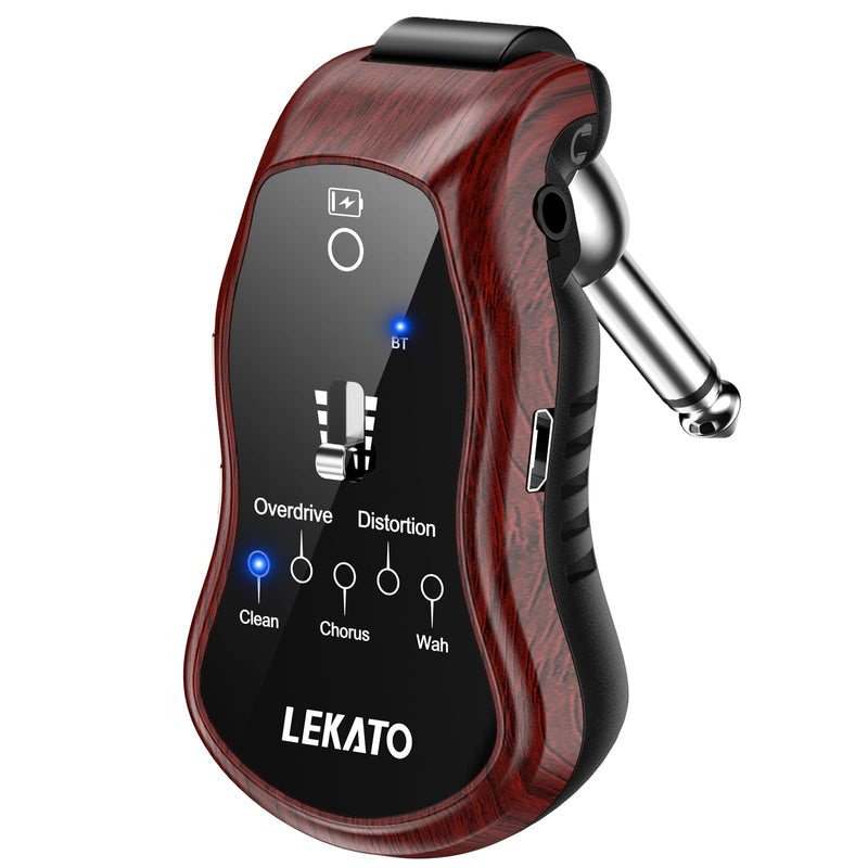 [AUSTRALIA] - LEKATO Guitar Headphone Amp,Micro Electric Guitar Headphone Amp for Electric Guitar&Bass Rechargeable Bass Headphone Amplifier for Practice with 5 Effects(Clean Chorus Overdrive Distortion and Wah) 