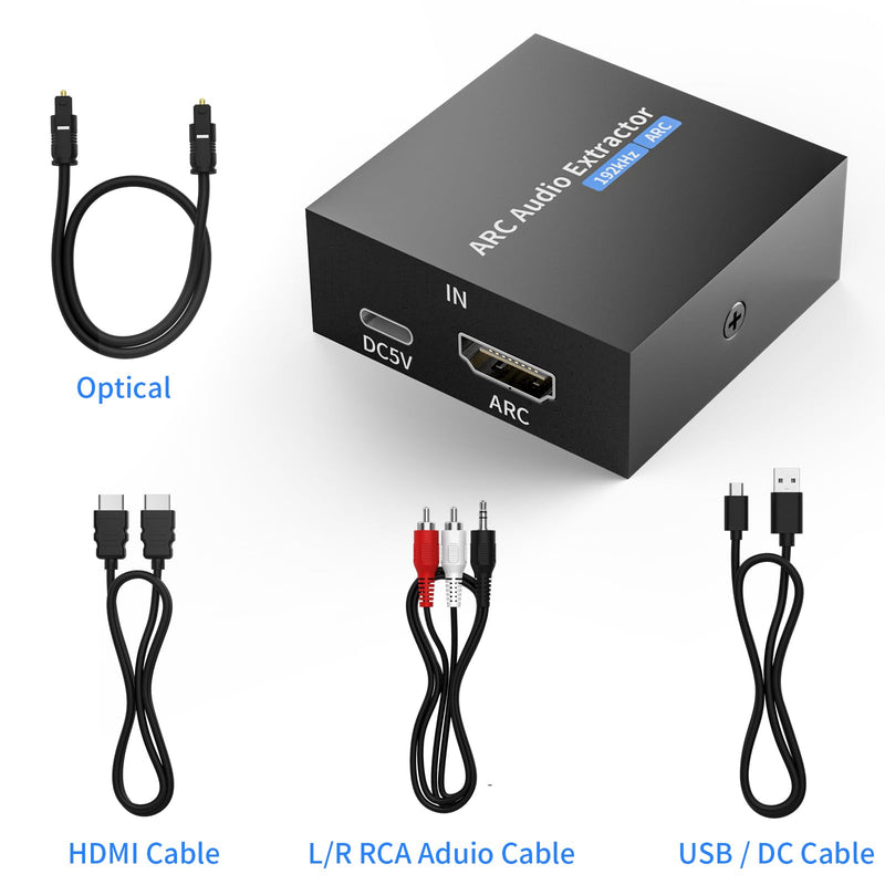 [AUSTRALIA] - 192KHz ARC Audio Extractor, HDMI ARC to Optical Converter, ARC to Optical/Toslink+3.5mm AUX Output, ARC to RCA Audio Converter for TV Amplifier Speaker/Soundbar/Headset 