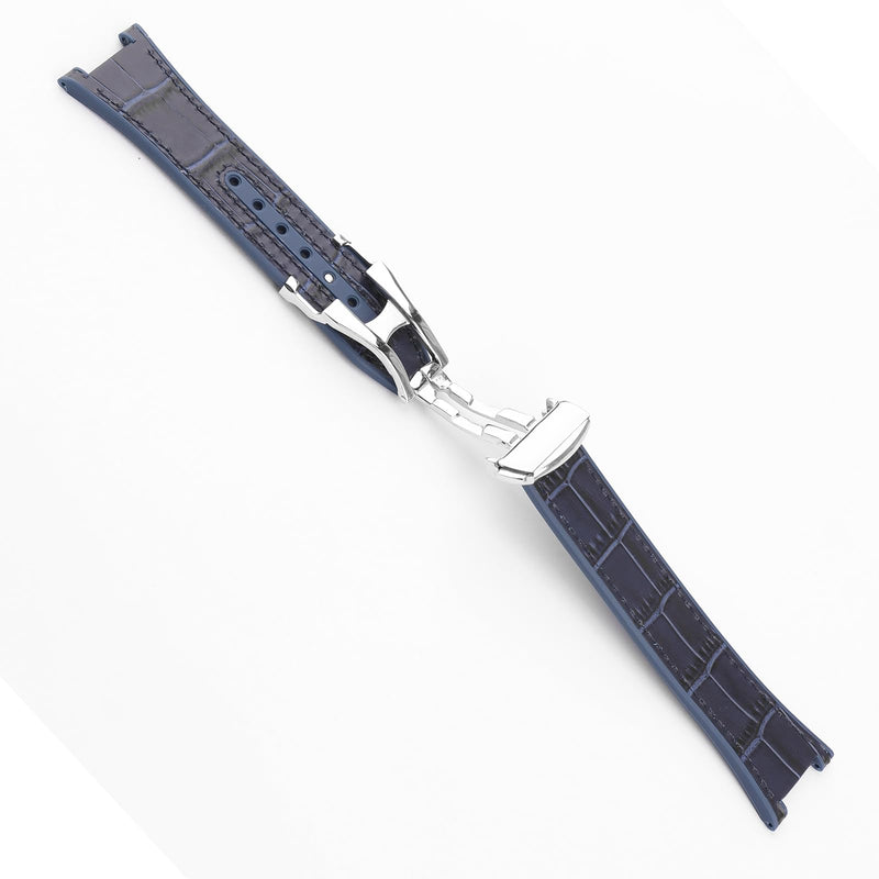 Watch Bands Compatible Fit for Omega Constellation Automatic Dial | 24mm*14mm Leather Watch Straps Replacement Wirstband Bracelet For Men and Women Navy Blue