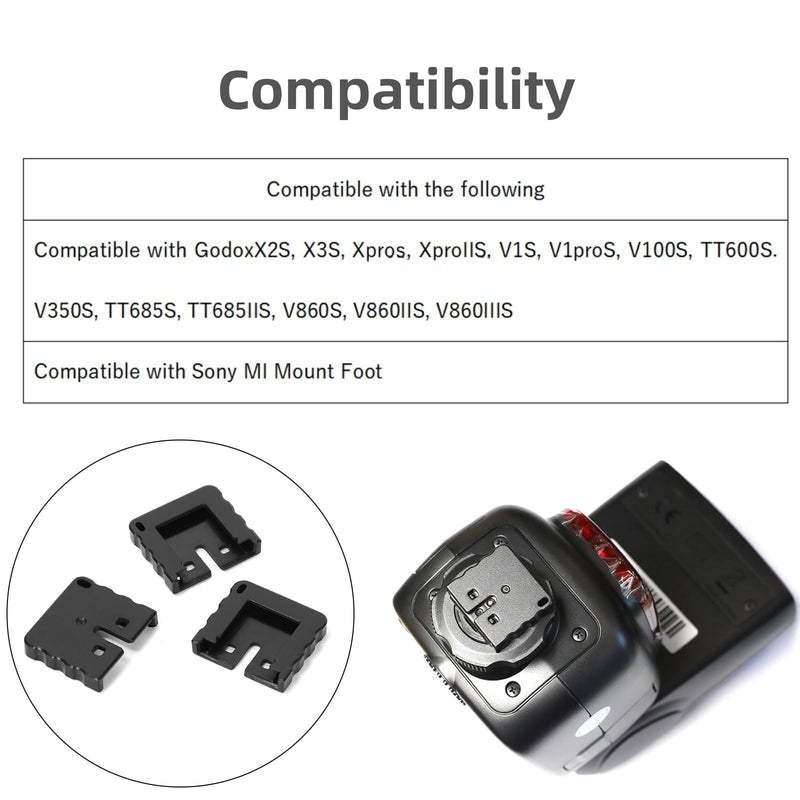 3Pcs Hot Shoe Mount Foot Case Compatible with Sony MI Port Godox X2S X3S Xpros XproIIS V1S V1proS Etc