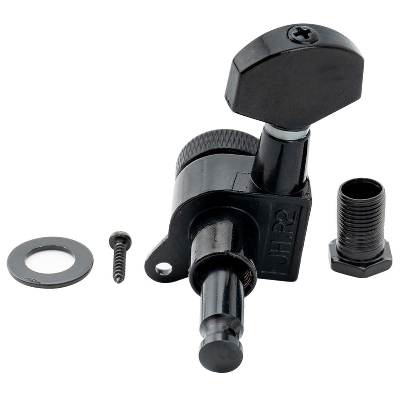 Musiclily Pro 6 in Line Guitar Locking Tuners Tuning Pegs Keys Machine Heads Set for Strat Tele Style Guitar, Black
