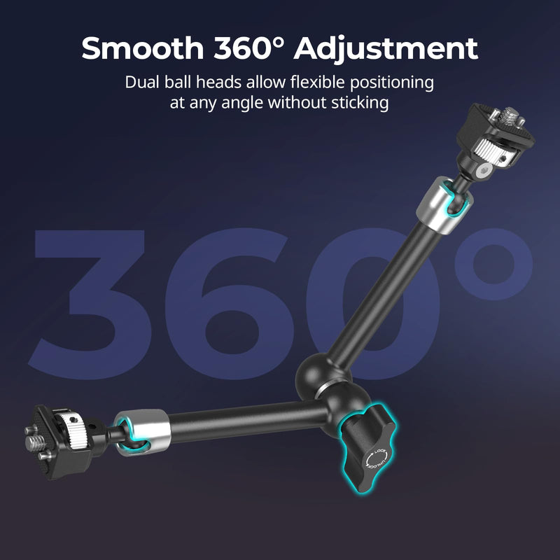 [AUSTRALIA] - SMALLRIG 11'' Magic Arm with 1/4"-20 Screws & Spring-Loaded Pins, 1.5kg Load Capacity, 360° Dual Ball Head, Non-Slip Design for Cameras/Lights/Monitors/Mics/Phones – 5309 1-Pack (Upgraded Version) 