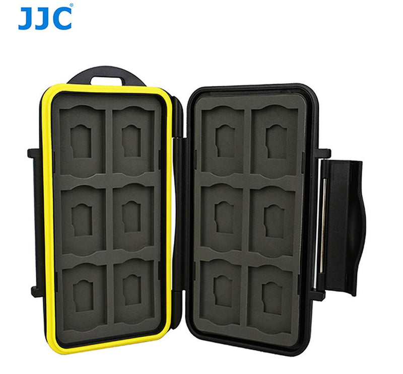 JJC MC-SDMSD24 Ruggard SD Card Case, Micro SD Card Case, Water-Resistant Case for SD Micro SD Cards, Rubber Sealed Ergonomic Locking Easy Carrying Memory Card Case Fits 12 SD 12 Micro SD Cards Black SD Card + Micro SD Card