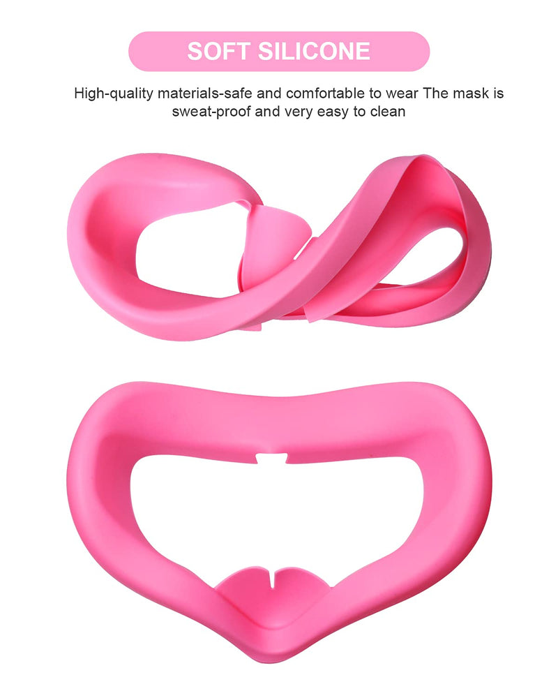 VR Adjustable Head Strap for Oculus Quest 2 Skins Cute Accessories with Silicone Touch Controller Grip Cover,Barbie Pink 6 in1 VR Shell Protector Cover & VR Face Cover Replacement Set Pink 2