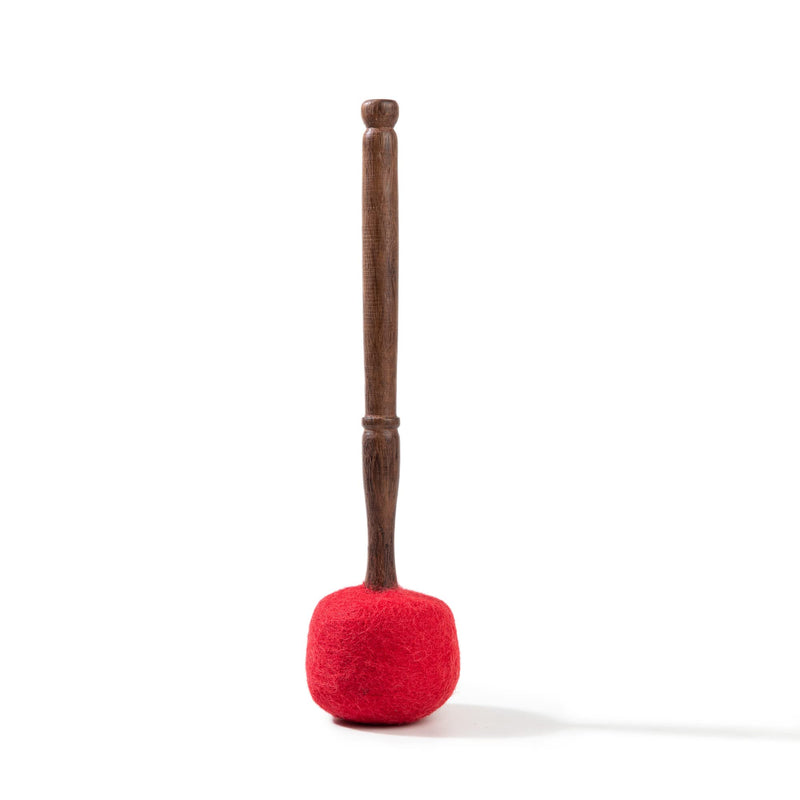 [AUSTRALIA] - Drum Mallet Wool Felted Drum Stick - 9 Inches Wool Mallet for Gongs & Large Singing Bowls by Himalayan Bazaar Red 