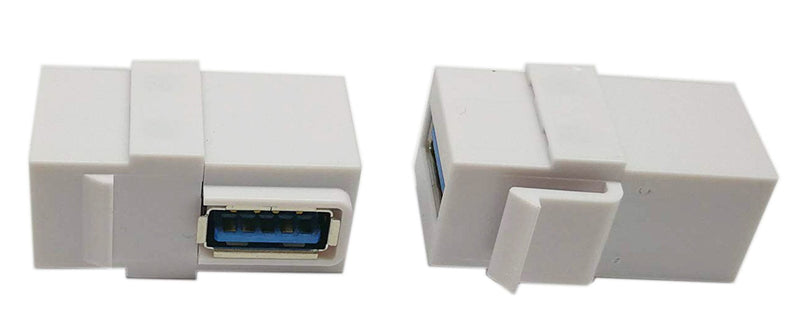 USB 3.0 Keystone Jack Inserts, zdyCGTime (2-Pack) 90 Degree Right Angled USB 3.0 Adapters Female to Female Connector for Wall Plate Outlet Pane (White USB 3.0 A) White USB 3.0 A