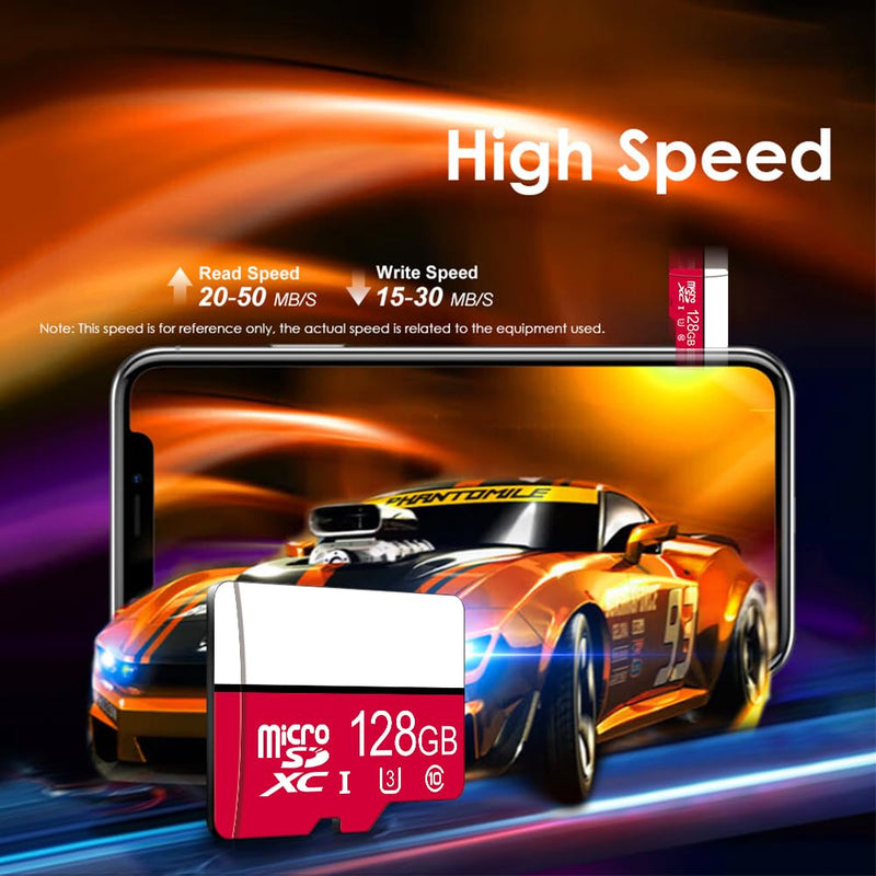 128GB Micro SD Card, U3 V30 A2 C10, 4K Video for Dash Cam Security Camera Smartphone Tablet, High Speed Memory Card