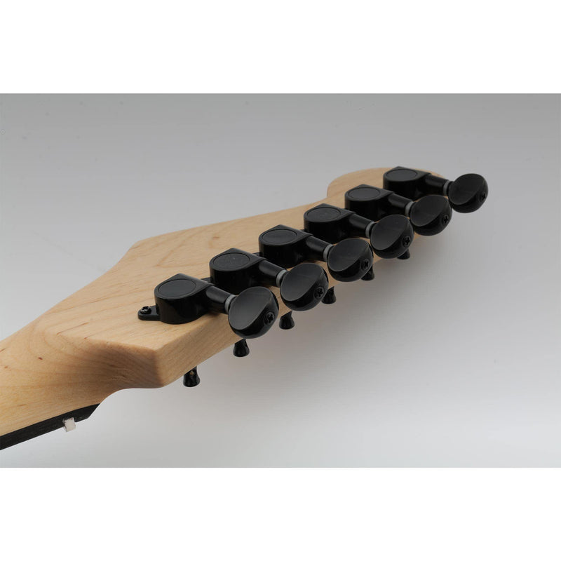 Musiclily Pro R15J 6-in-line 15:1 Ratio Full Sealed Machine Heads Tuners Tuning Pegs Keys with Vintage Oval Button for Strat Tele Style Electric Guitar, Black