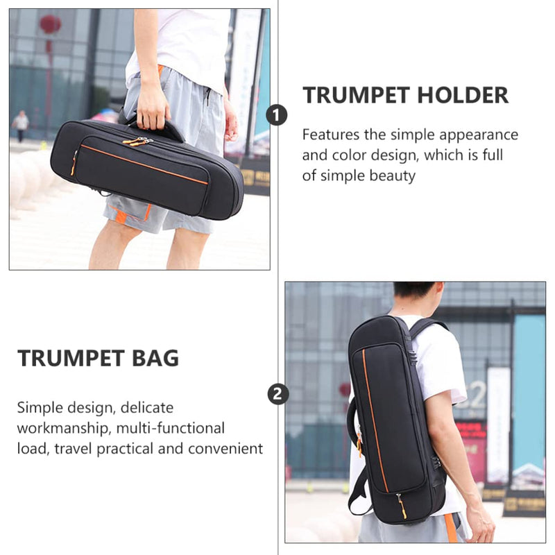 Vaguelly Trumpet Gig Bag Oxford Cloth Trumpet Carrying Bag Backpack with Adjustable Shoulder Straps Trumpet Case Trumpet Accessories Black