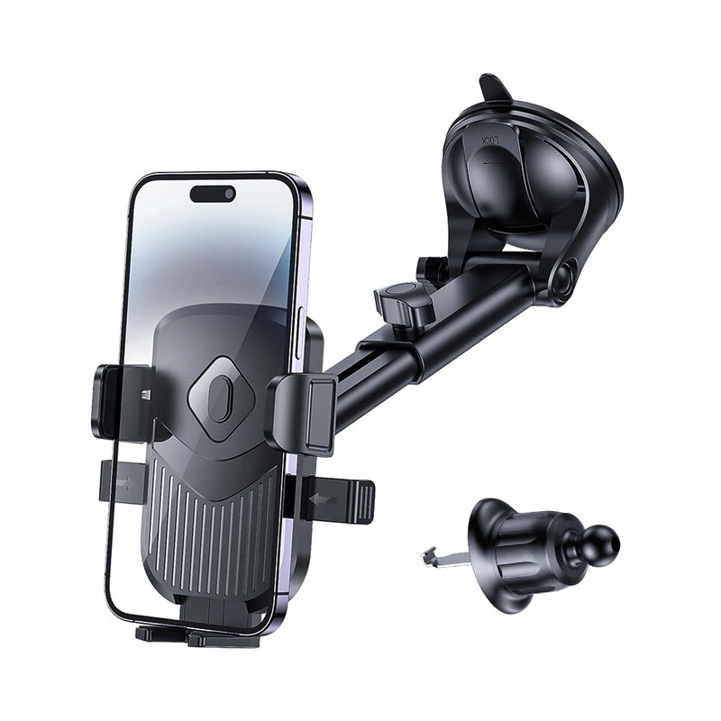 Mandark Car Phone Holder, 360 Degree Rotation Suction Cup Dashboard Vent Mobile Phone Mount Cradle, Auto Interior Dash Windshield Cellphone Stand, Suitable for Most Smartphones (Black) Black