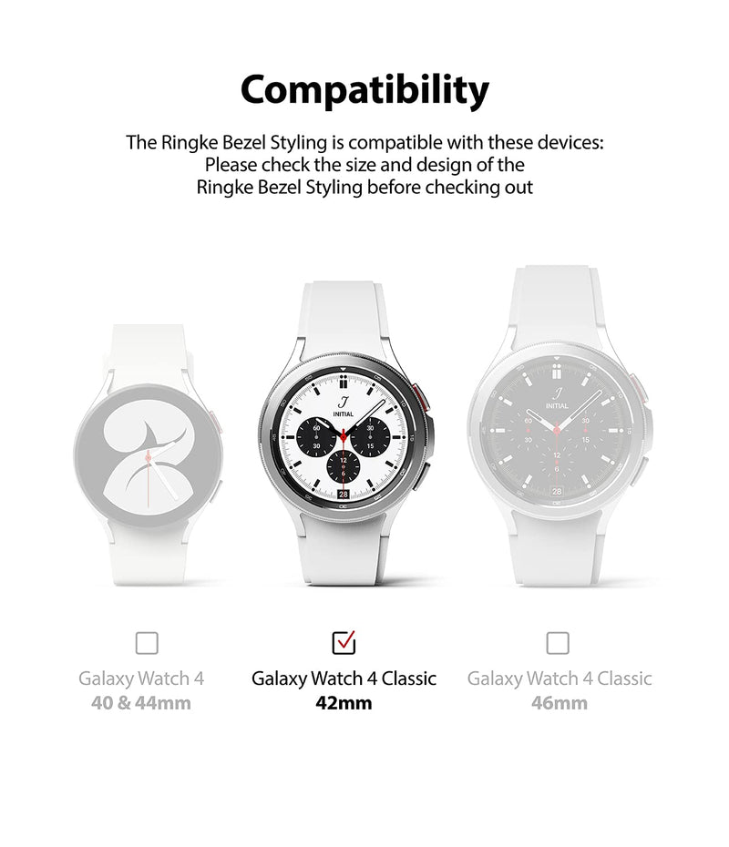Ringke for Samsung Galaxy Watch 4 Classic Case 42mm [Bezel Styling 42-42] | Silver, Premium Stylish Stainless Steel Frame, Luxurious Formal Design, Open Screen Lightweight Cover Silver (42-42)
