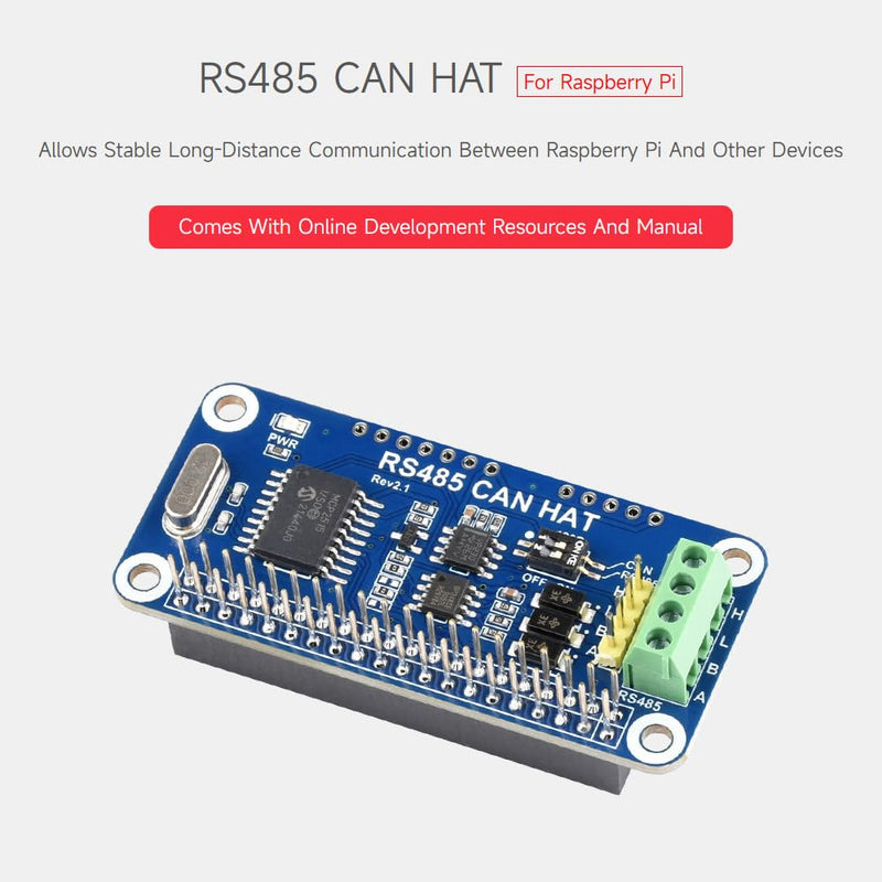 [AUSTRALIA] - Waveshare RS485 CAN HAT Supports Raspberry Pi Series Boards Allows Stable Long-Distance Communication 