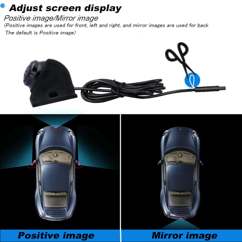 Car Side Rear View Backup Camera Reversing 5 in Monitor Reverse Image Front Parking Night Vision Rear Mirror Positive for Vehicle Waterproof IP68 Clear Night Vision Car Camera DSJ-530C-2