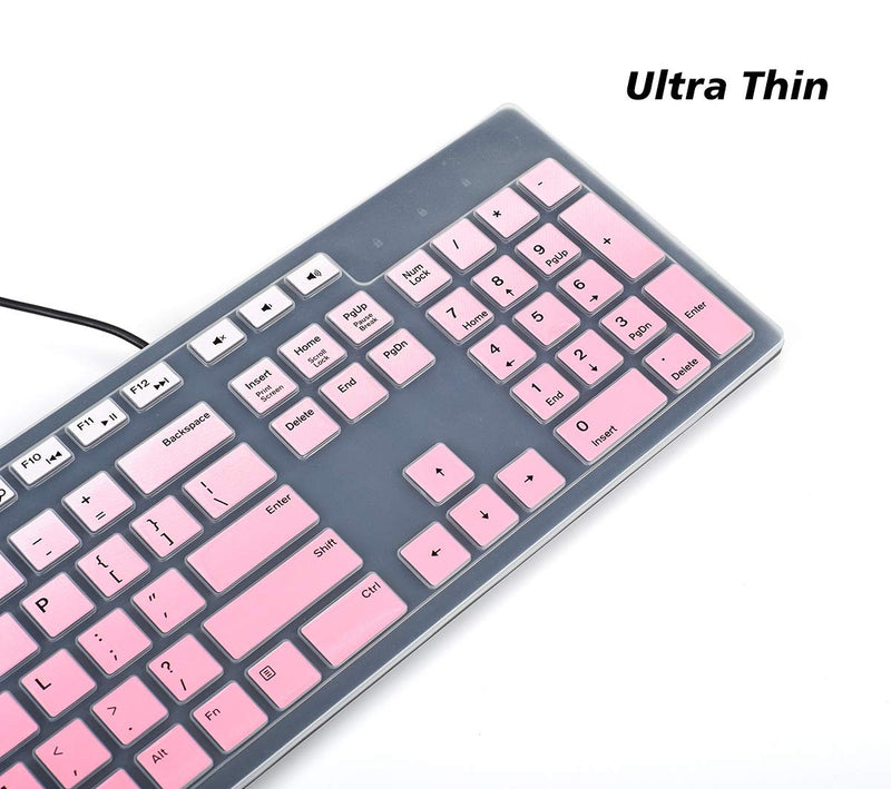 Keyboard Cover for Dell KM636 Wireless Keyboard & KB216 Wired Keyboard, Dell Optiplex 5250 3050 5460 7450 7050 & Inspiron AIO 3475/3670/3477 Desktop Keyboard, Dell KM636 Keyboard Cover - Gradual Pink