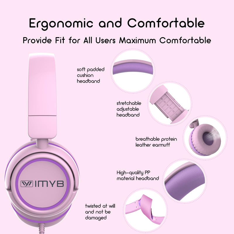 [AUSTRALIA] - Kids Headphones, V1 Wired Stereo Foldable Tangle-Free 3.5mm Adjustable On-Ear Headphones for Kids for School/Toddlers/Childrens/Teens/Boys/Girls/Ipad/Tablet/Kindle/Phones/Travel/Plane (Pink) Pink 