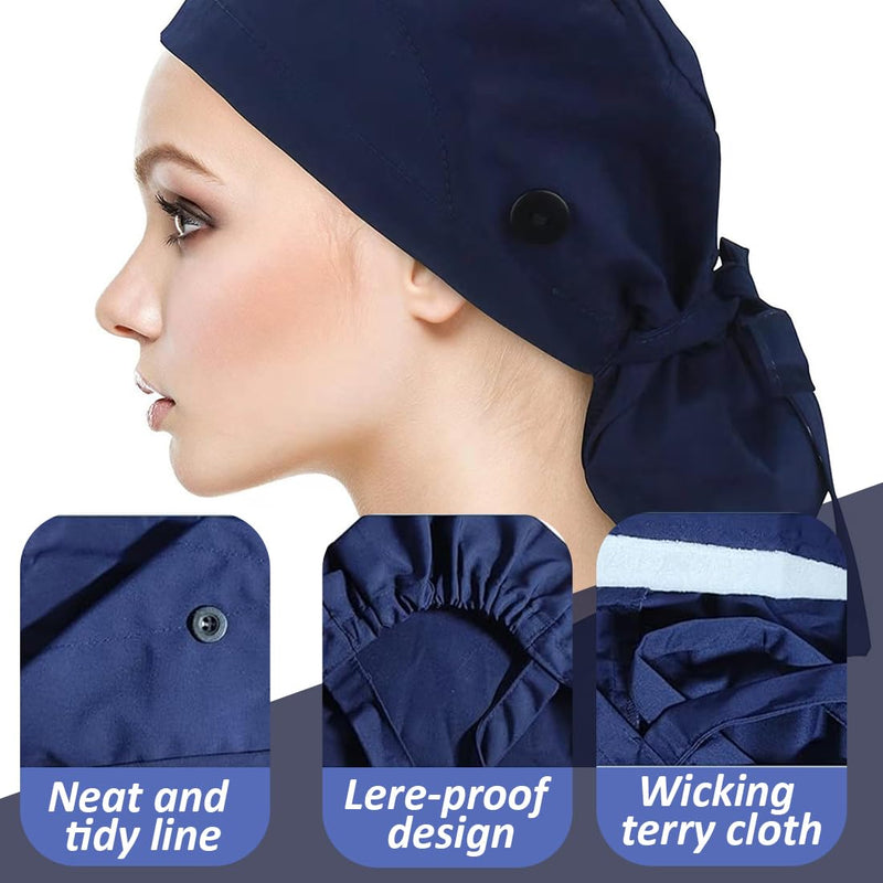 UEIOAVL Surgical Caps Women's Surgical Hood Fabric Surgical Caps Women's Long Hair Surgical Caps Fabric Nurse Accessories for Doctors Dentists Pharmacists Veterinarians Medical Staff (Blue)