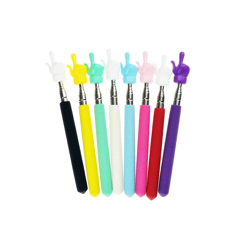 8 Pieces Telescopic Teacher Pointer Finger Pointer Stick for Teachers Coach Presenter, Extends to 21.7 Inches (8 Colors) 8 Colors