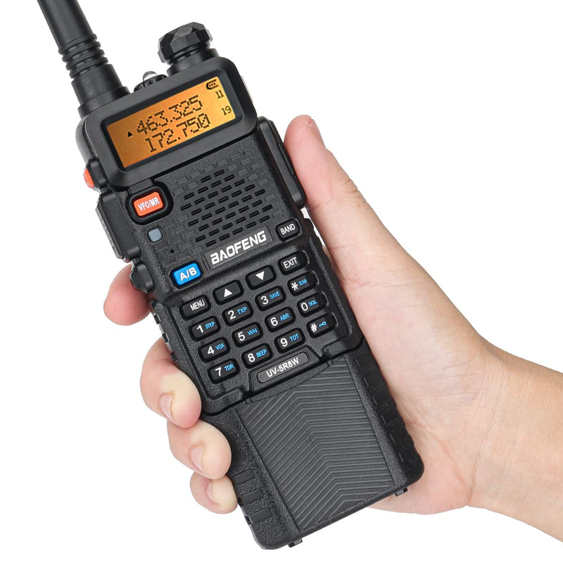 BaoFeng UV-5R Radio 8W Ham Radio Handheld Long Range Two-Way Radio Rechargeable Walkie Talkies for Adults with 3800mAh Battery and USB Charger Cable Black-1Pack+ 18.8" Antenna