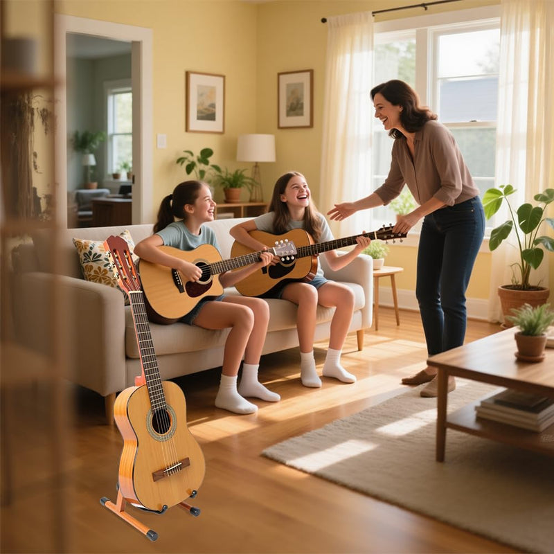 Guitar Stand,Wood Guitar Stand Floor,Electric Guitar Stand, Foldable Acoustic Guitar Stand Fits Classical & Bass Guitars, Violins, Mandolins, Ukuleles