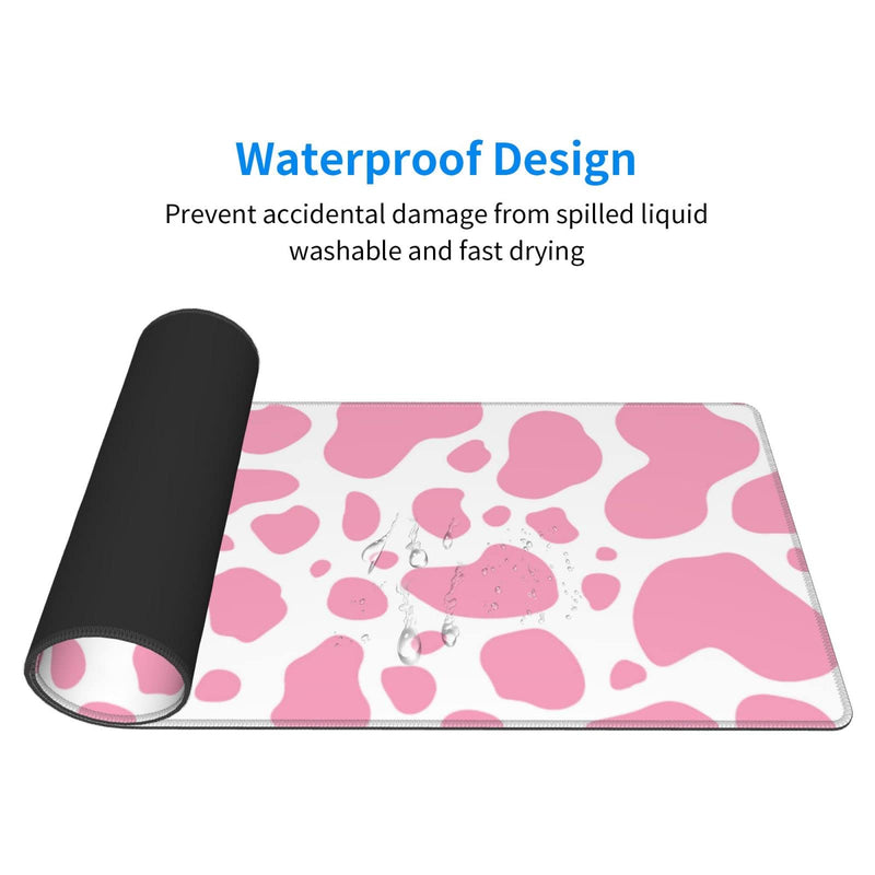 Pink Cow Print Gaming Mouse Pad Large XL Desk Mat Long Extended Pads Big Mousepad for Home Office Decor Accessories 31.5 X 11.8 Inch Pink Cow Print
