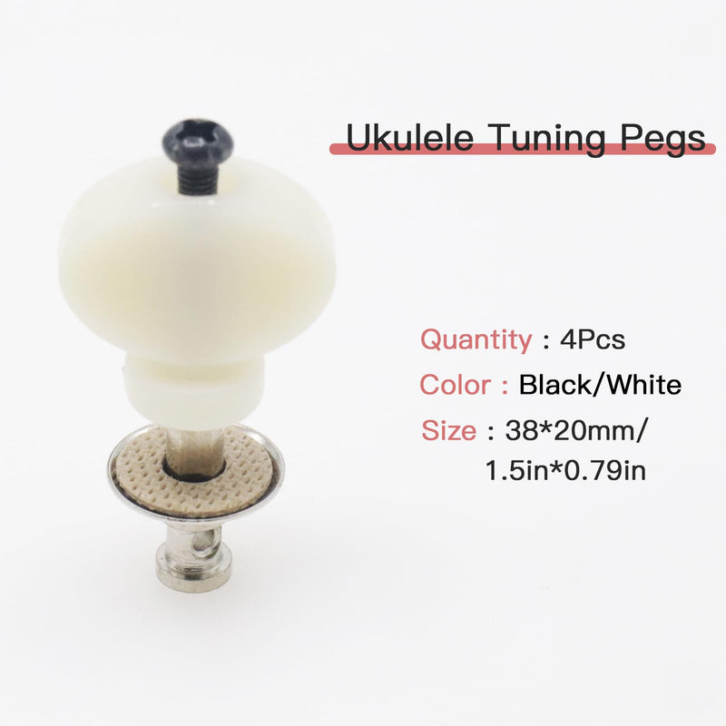 4Pcs White Ukulele Tuning Pegs, Metal Pin Machine Heads Tuners with Plastic Buttons for Precise Tuning, Replacement Parts for Ukulele Beige