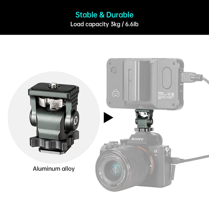 Camera Monitor Mount with Cold Shoe 1/4 Screw for 5" & 7" Monitor, 360°Swivel and 176° Tilt Field Mount Holder for LED Lights, Flash, Microphone, Video Shooting Photography Accessories
