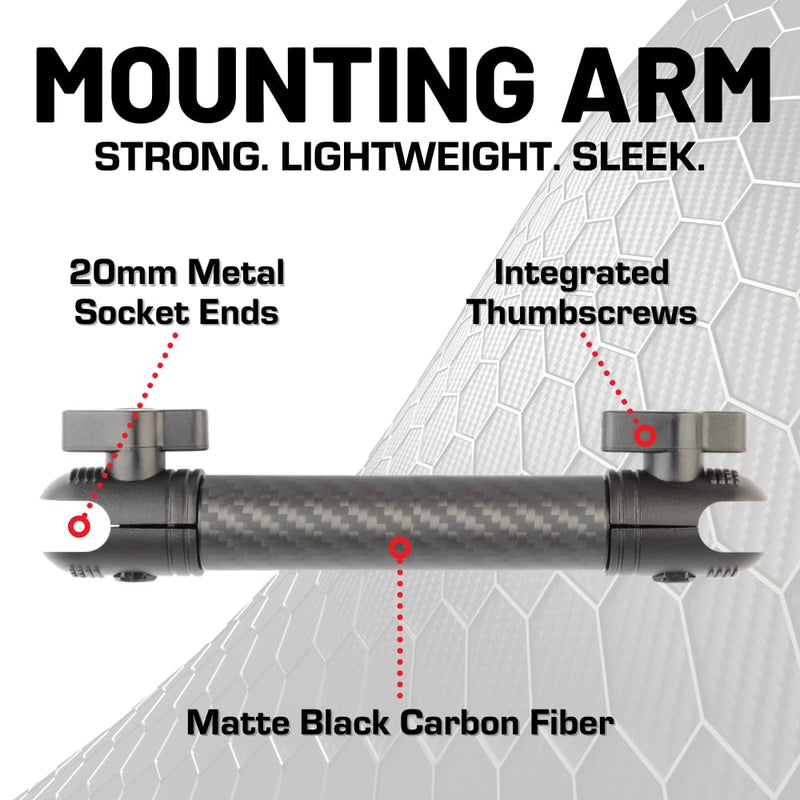 Bulletpoint Mounting Solutions Dash Mount 10cm Arm Compatible with iPhone and Android Smartphones - Fits 20mm Attachment Ball (Matte Black Carbon Fiber) Matte Black Carbon Fiber