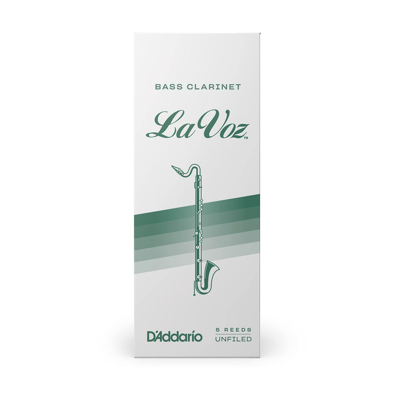 D’Addario Woodwinds La Voz Bass Clarinet Reeds, Strength Medium, 5 Pack 5-Pack