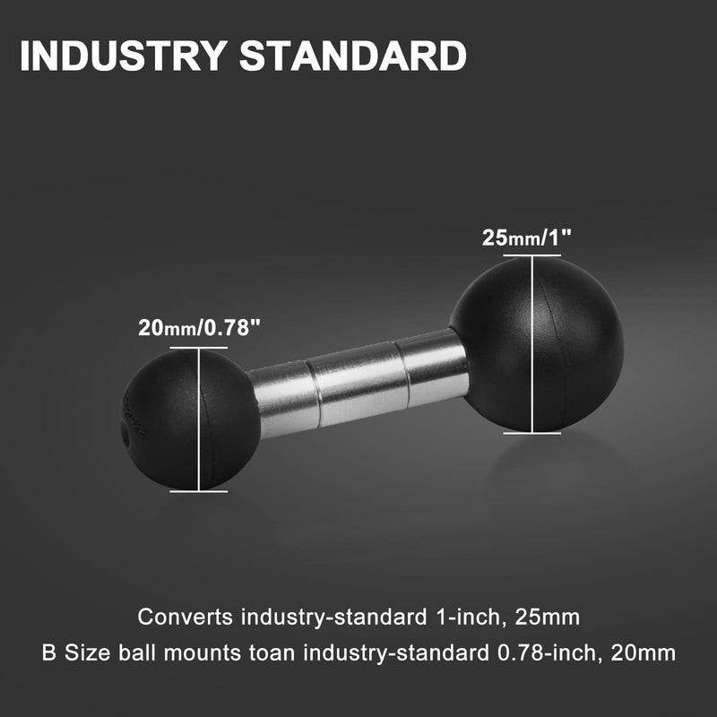 FANAUE Aluminum 25mm Ball to 20 mm Ball Adapter for Industry Standard Dual Ball Socket mounting arms Compatible with RAM Mounts B Size 1 inch Ball and Other GPS Devices with 20 mm Balls
