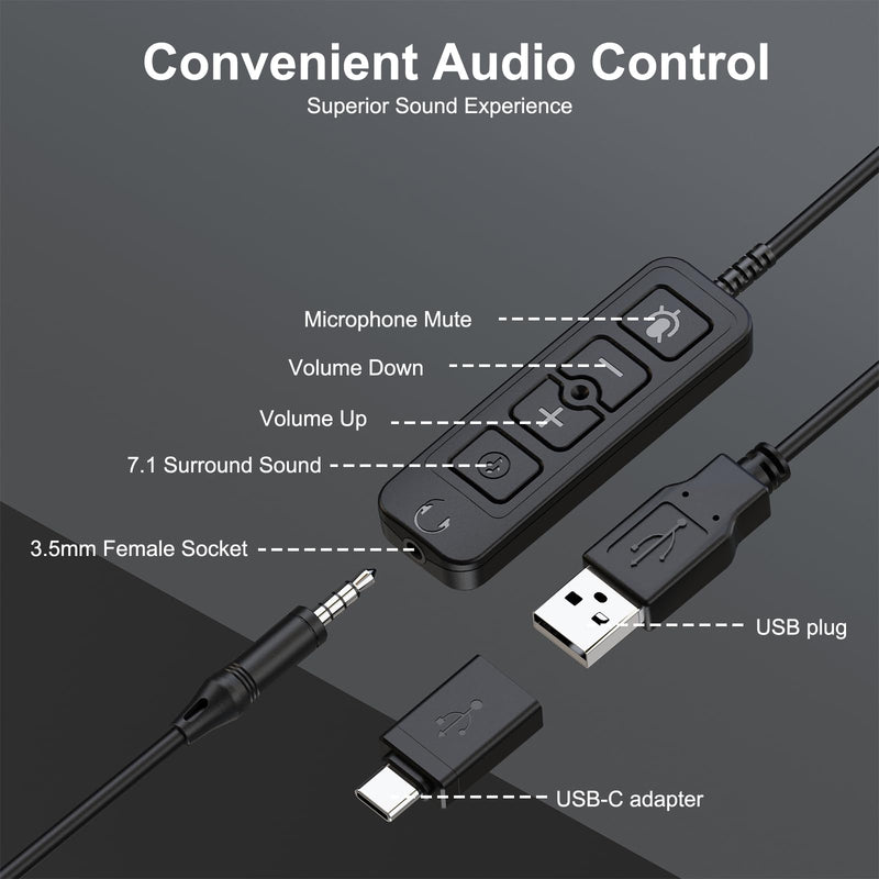[AUSTRALIA] - MAIRDI USB Headset with Microphone, Type-C/USB/3.5mm Jack 3-in-1 PC Headset, Computer Headset with Mic Noise Canceling for Teams Call Centers Skype Zoom Home Office Dragon Nuance Dictation 