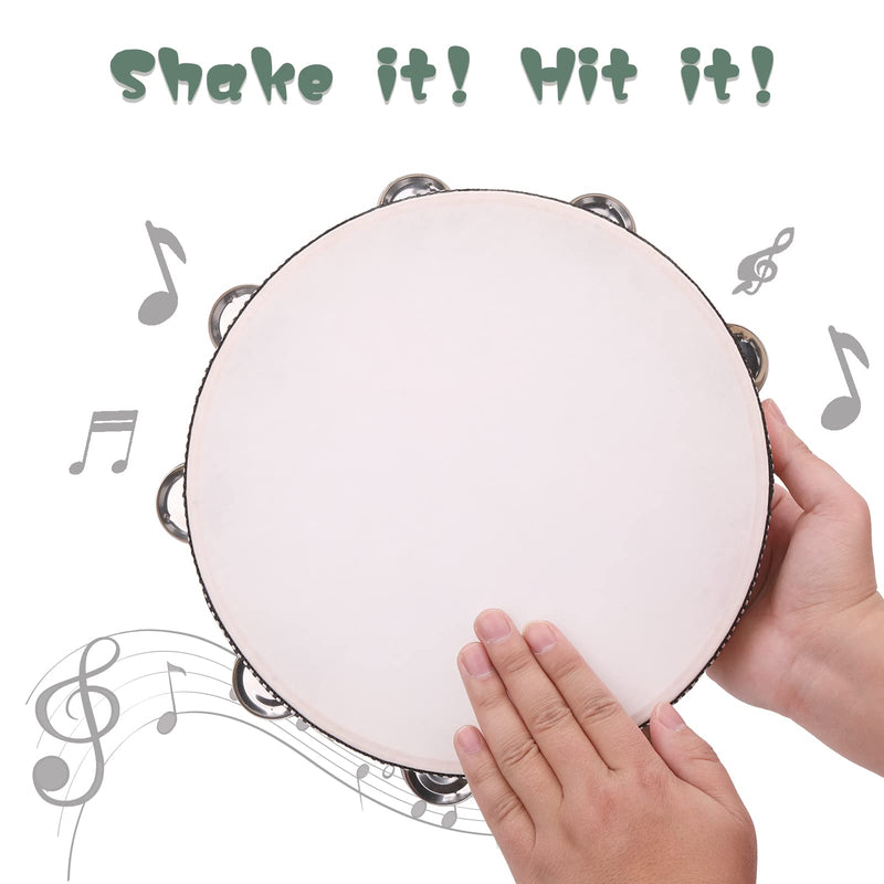 [AUSTRALIA] - 3Pack Double Row Tambourine for Adults 6 Inch 8 Inch 10 Inch Wooden Tambourines Hand Held Drum Bell Tambourine with Metal Jingles, Percussion Musical Instruments Hand Tambourine for Church, Party 6IN-8IN-10IN 