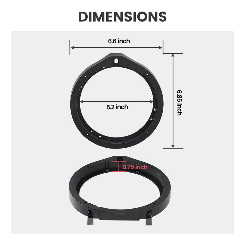 RED WOLF Front Rear Door Speaker Adapter + Wiring Harness for 2008-2013 Honda Civic Accord CRV, Acura 2005-2019 Aftermarket 6.5"- 6.75" Speaker Spacer Rings Adaptor Mount 1 Pair