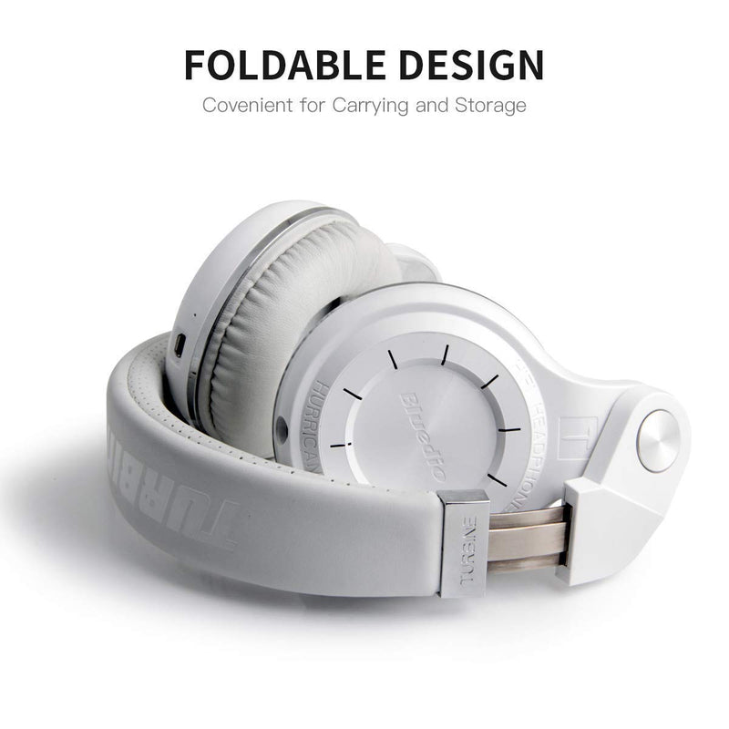 Bluedio T2 Plus Turbine Wireless Bluetooth Headphones with Mic/Micro SD Card Slot/FM Radio (White) White 186x85x200mm closed-back