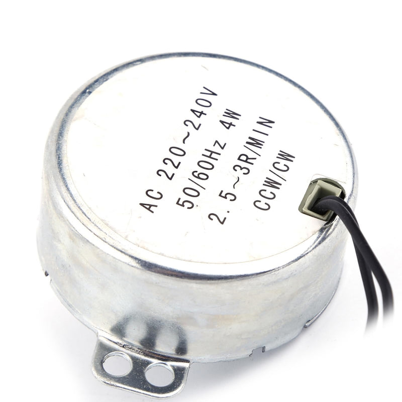 Synchronous Motor, 50/60Hz Frequency 220-240V AC Synchronous Motor Gear Motor 4W Gear Motor CW/CCW, Pyramid Motor Quiet for Microwave Oven Turntable (2.5-3RPM) 2,5–3 U/min