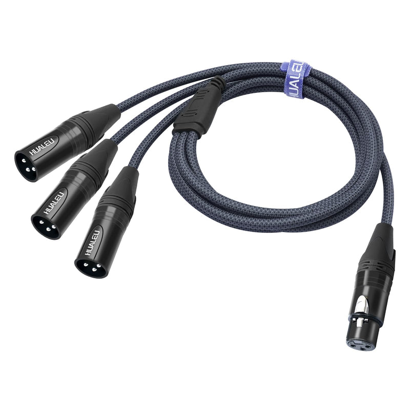 5FT XLR 1 Female to 3 Male Y Splitter Cable,3 Way XLR Splitter Balance 1 Female to 3 Male Audio Cable for Mixer Microphone-One Microphone Connects 3 interfaces 1 Pack 5Feet XLR 1 F To 3 M