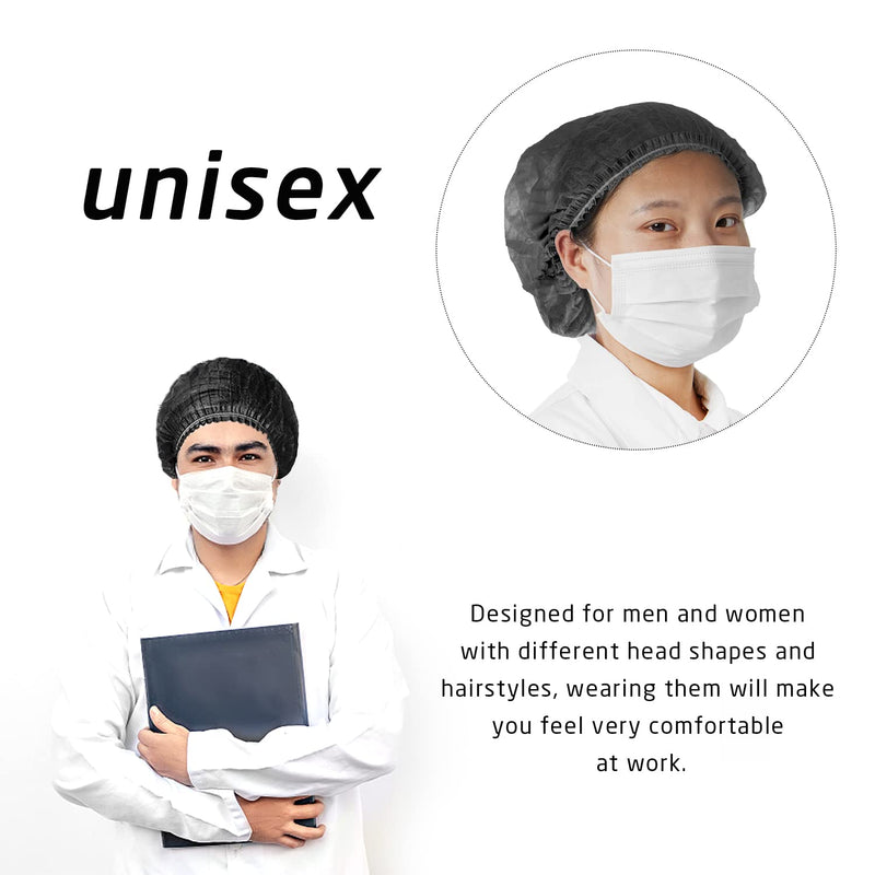 Pack of 50 Disposable Nurse Cap, Beret, Fleece Strip Cap, Dustproof Strip Cap, Mushroom Cap, Protective Cap, Dustproof Headwear, Clip Cap, Men and Women (Black)