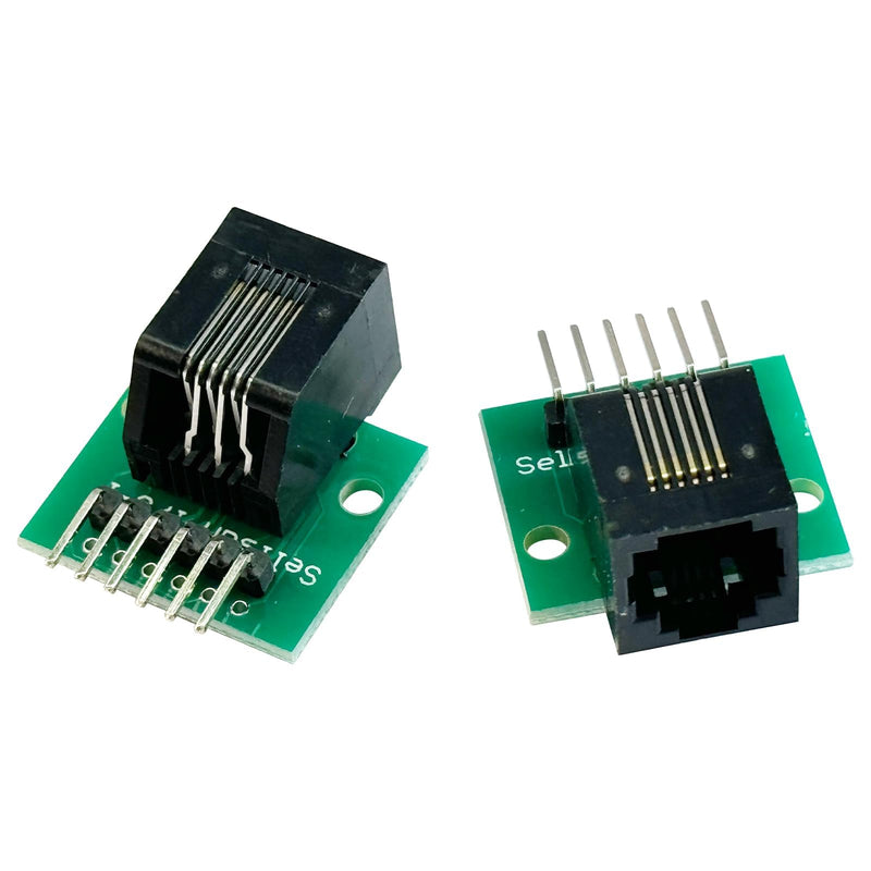 PENGLIN RJ11 Socket with Circuit Board, RJ11 6P6C Breakout Board with Pin, RJ11 6-pin Telephone Socket Adapter, Pack of 2