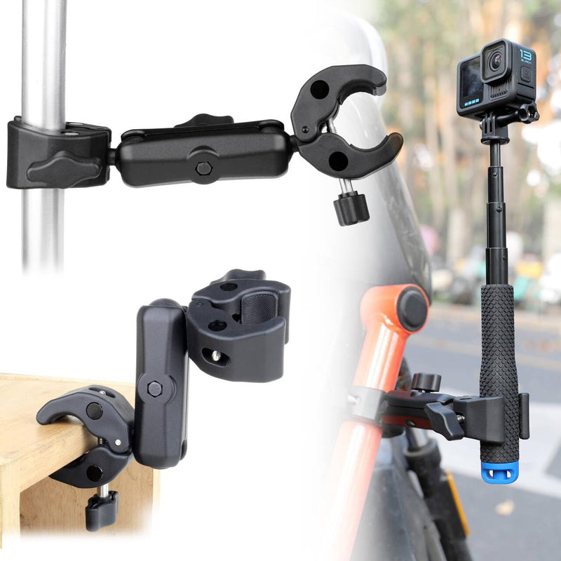 [AUSTRALIA] - GEPULY Umbrella Clamp for Chair 5.5lb Load, 20-50mm Double Super Camera Mount, Aluminum Magic Arm Dual Ball Head Heavy Duty for Handlebar/Tripod/Stroller Wheelchair/Desk/Pole/Cross Bar/Motorcycle 2 Clamps 