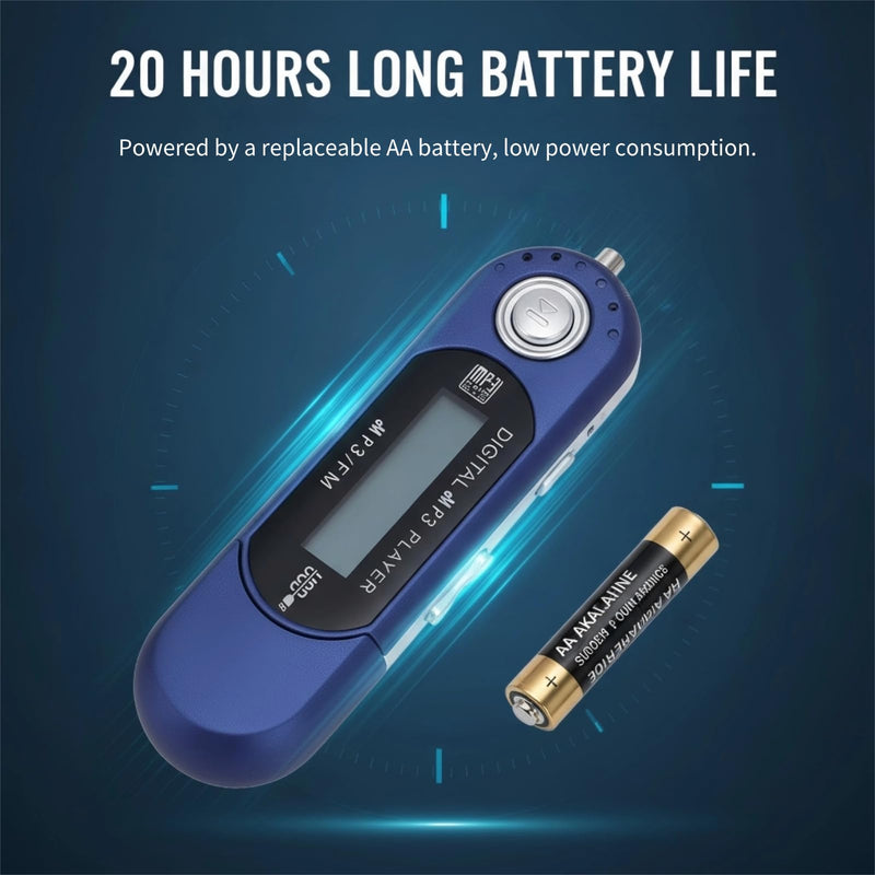 Retro USB MP3 Player, LCD Display Music Player Supports MP3 WMA Formats with Synchronized Lyrics, USB Port, Card up to 32GB Auto Shutdown, Ideal Gifts for Mate (Blue) Blue
