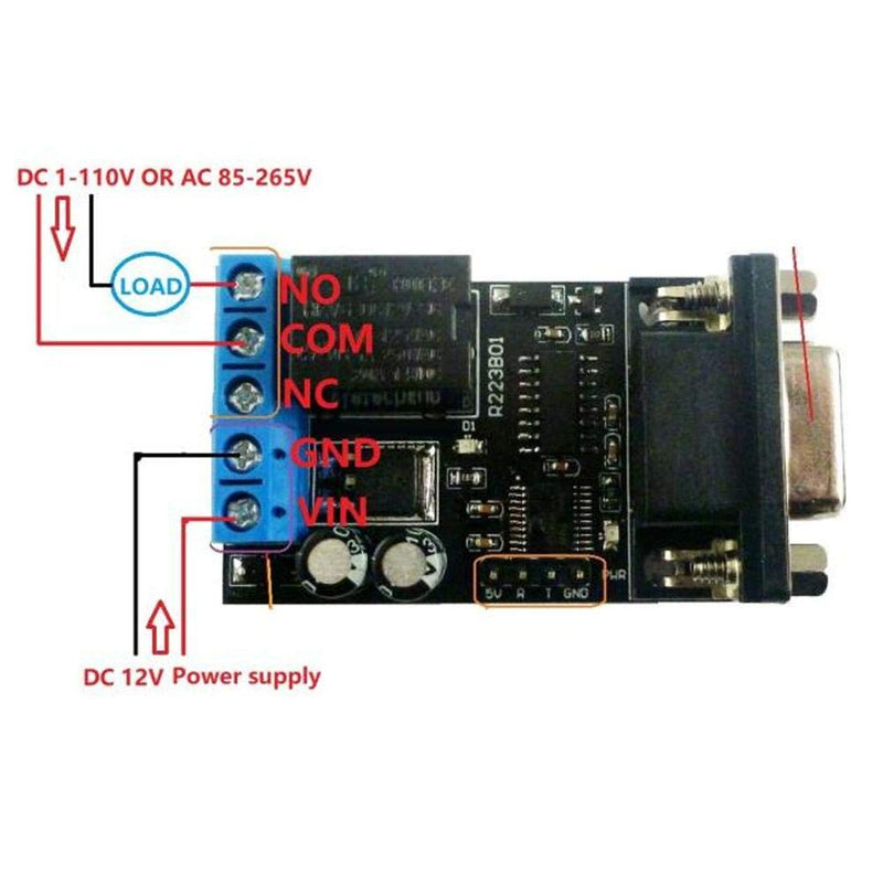 DC 12V 1 Channel RS232 Delay Relay Module, RS232 Delay Relay Module 1 Channel Serial Port UART Multifunctional DC12V R223B01