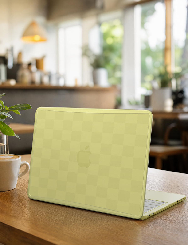 iCasso for MacBook Neo 13 Inch Case 2026 A3404 Citrus Yellow | MacBook Neo 13 Inch Subtle Checkerboard Case, A18 Pro Chip, Keyboard Cover Screen Film